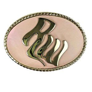 Novelty Belt Buckle Large Raceware Pink Leather Covered L u